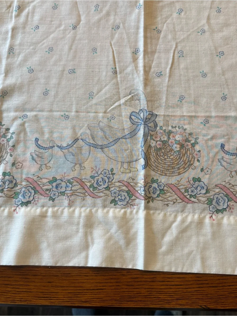 Vintage Rare Find! Goose Blue Ribbon Set 4 Kitchen Curtains Panels 28